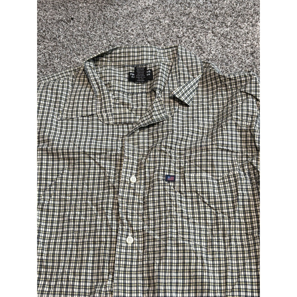 Polo Jeans Co Ralph Lauren Mens XL Plaid Short Sleeve Button Down Shirt Cotton